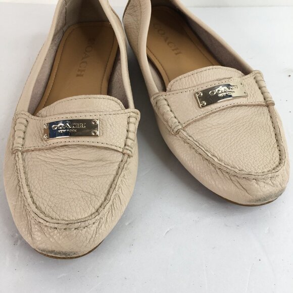 Coach  Fredrica A5175 Beige Pebble Grain Leather Slip On Loafers Size 5.5B - Picture 2 of 8